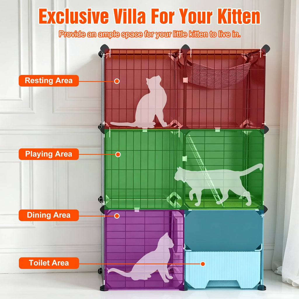 3-Tier Cat Cage with Litter Box, Hammock & Ladders Q173069