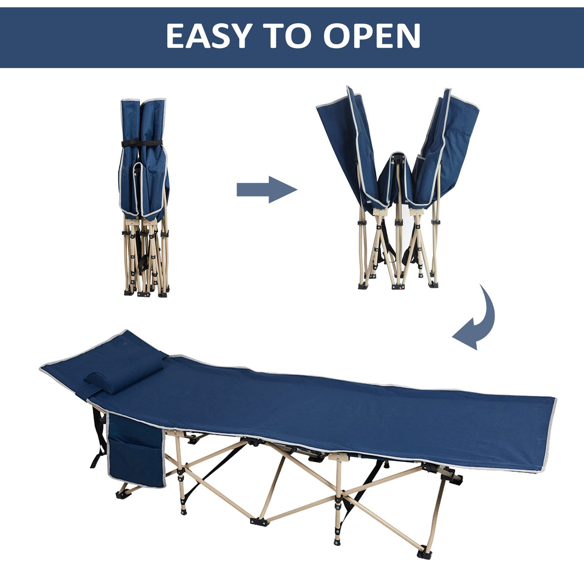 Folding Camping Cot with Carry Bag Pocket Pillow K99745