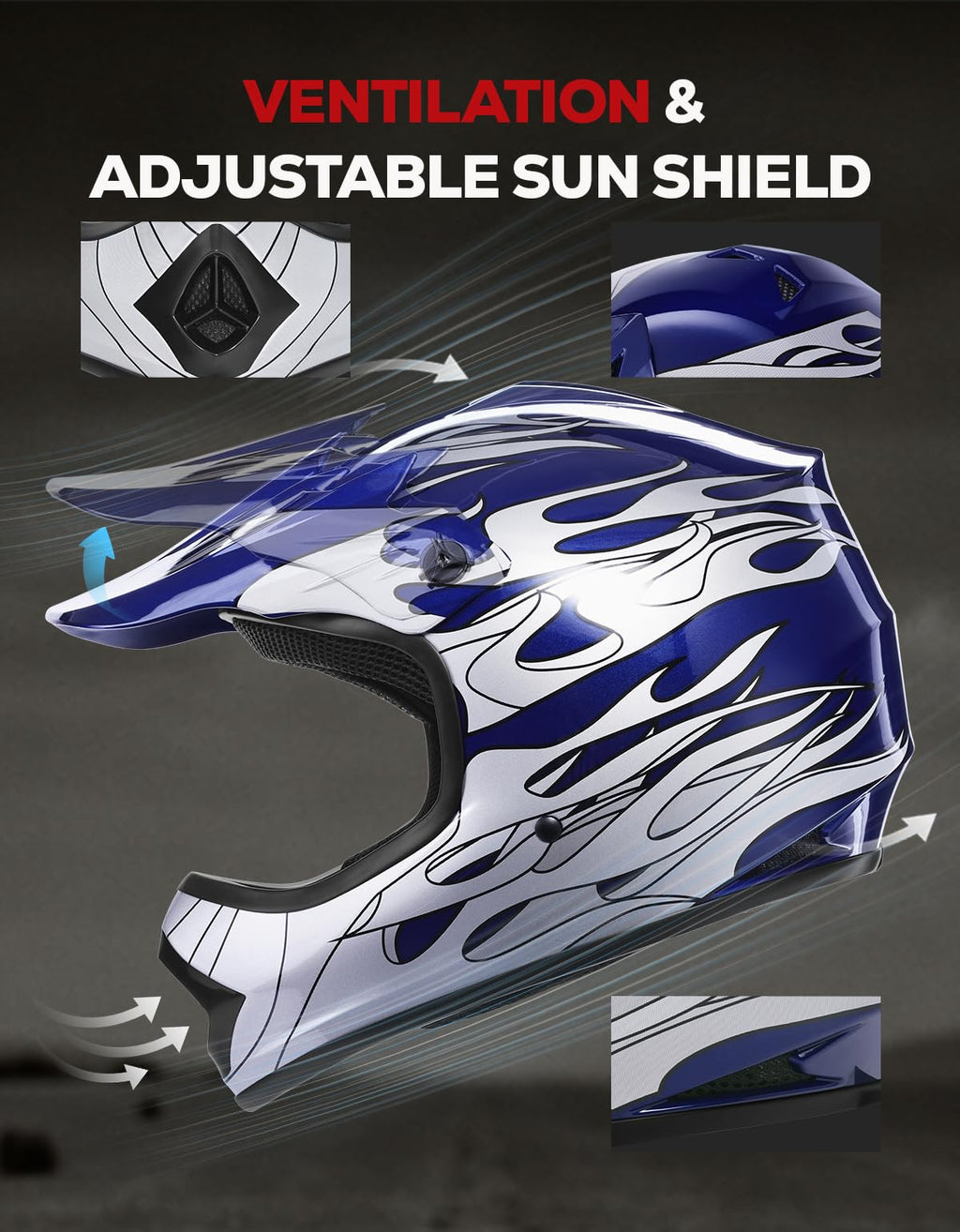 Youth DOT Approved Full Face Motocross Helmet D3856