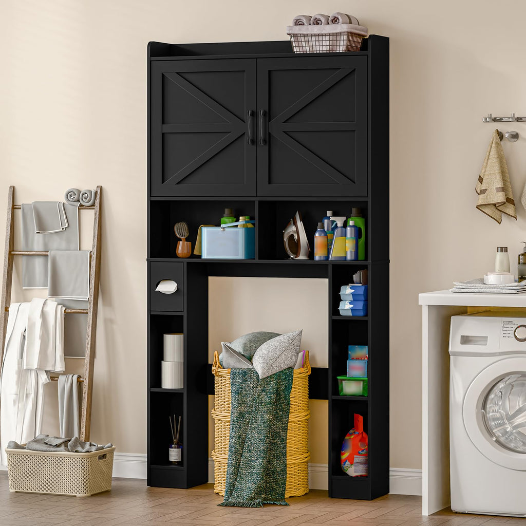 Over The Toilet Storage Cabinet with Barn Doors D203046