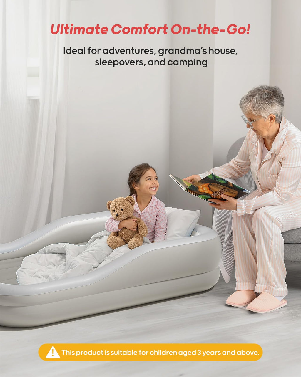 Inflatable Toddler Travel Bed Extra Large Gray E2823