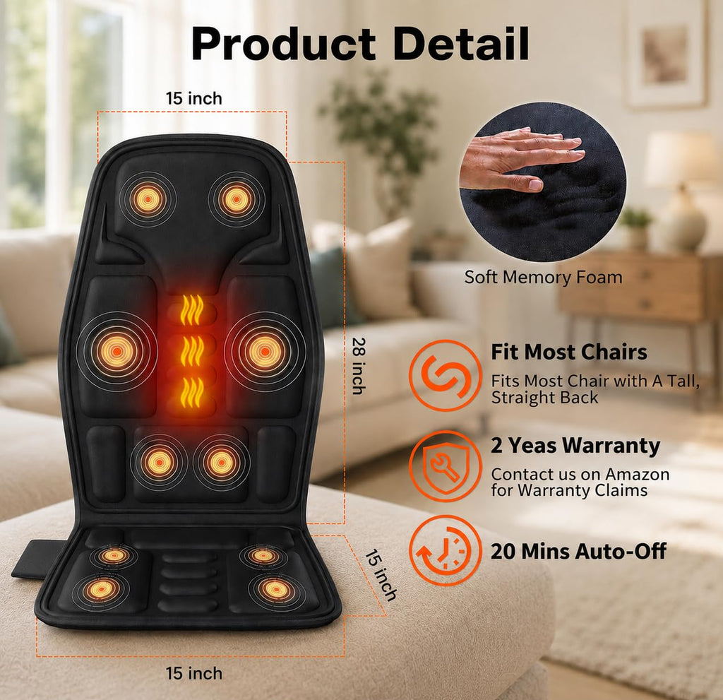 Vibration Back Massager with Heat and 8 Vibration R63951