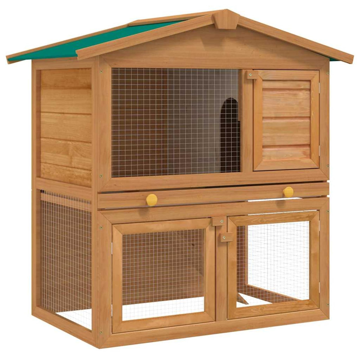 2-Tier Wooden Rabbit Hutch with Ramp S676