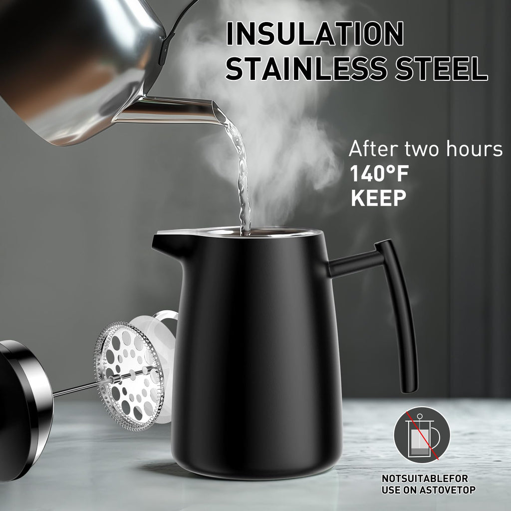 50oz Stainless Steel Insulated French Press Coffee Maker N947