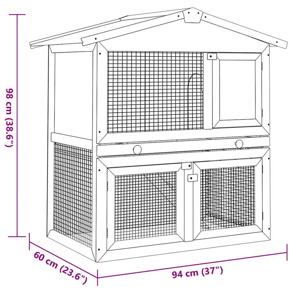 2-Tier Wooden Rabbit Hutch with Ramp S676