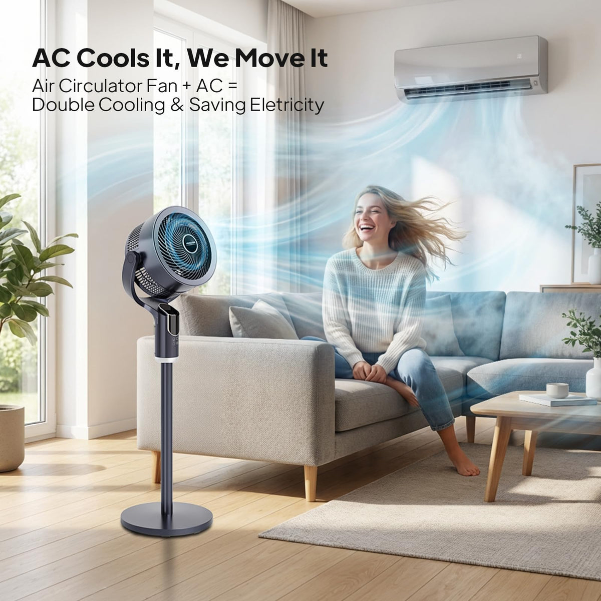 3-in-1 Pedestal Tabletop Fan with Remote Grey 2-Pack N1329