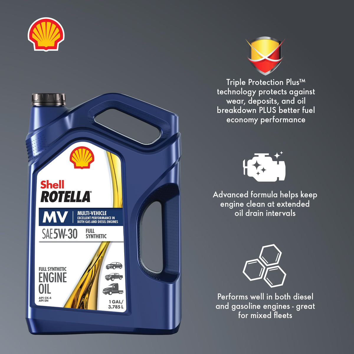 Full Synthetic 5W-30 Diesel Engine Oil, 1 Gallon (3 Pack) X692724