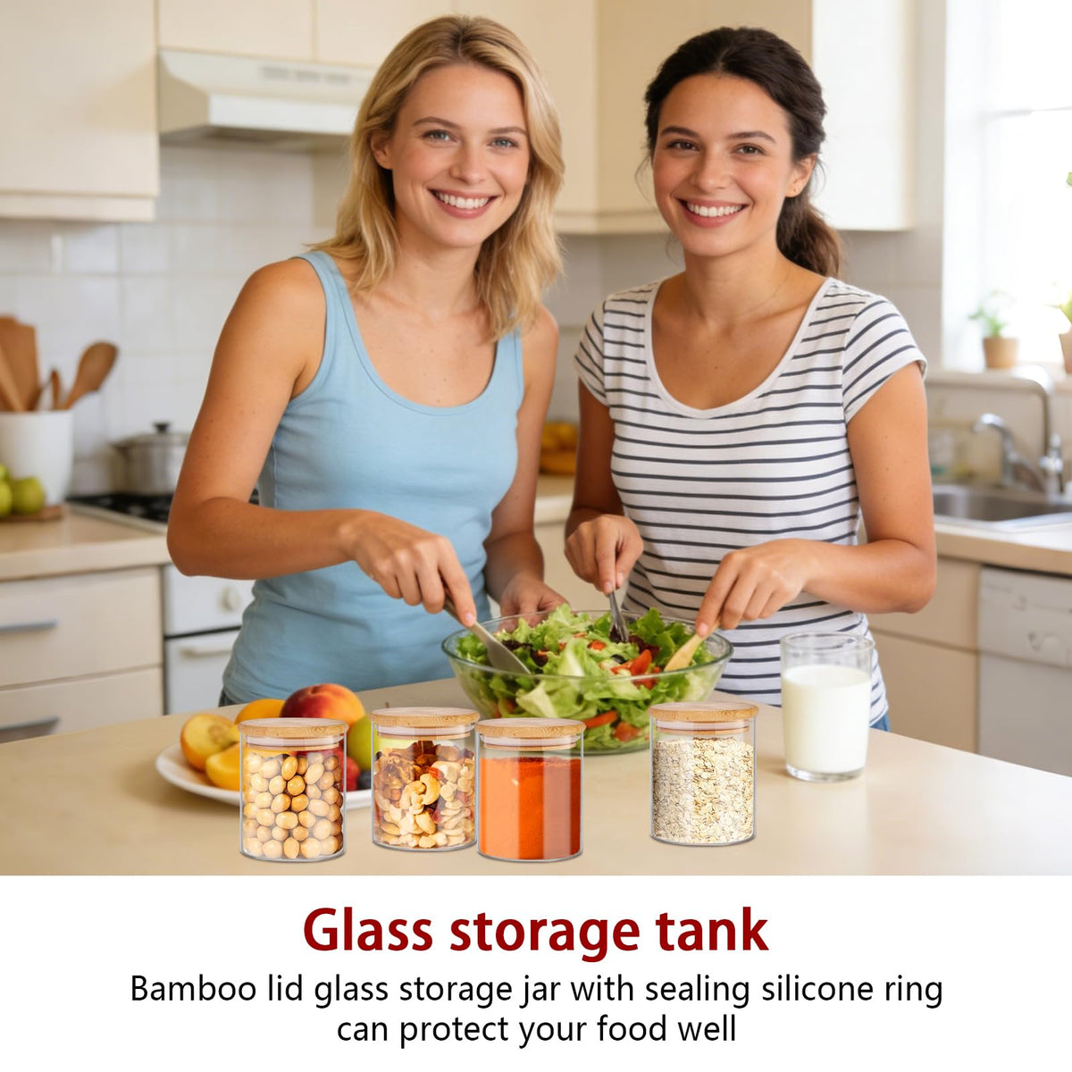 16 oz Glass Food Storage Jars with Bamboo Lids R87600