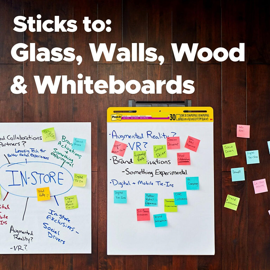 Super Sticky Wall Easel Pad, 25" x 30", 20 Sheets/Pad, 6 Pads/Pack B65738