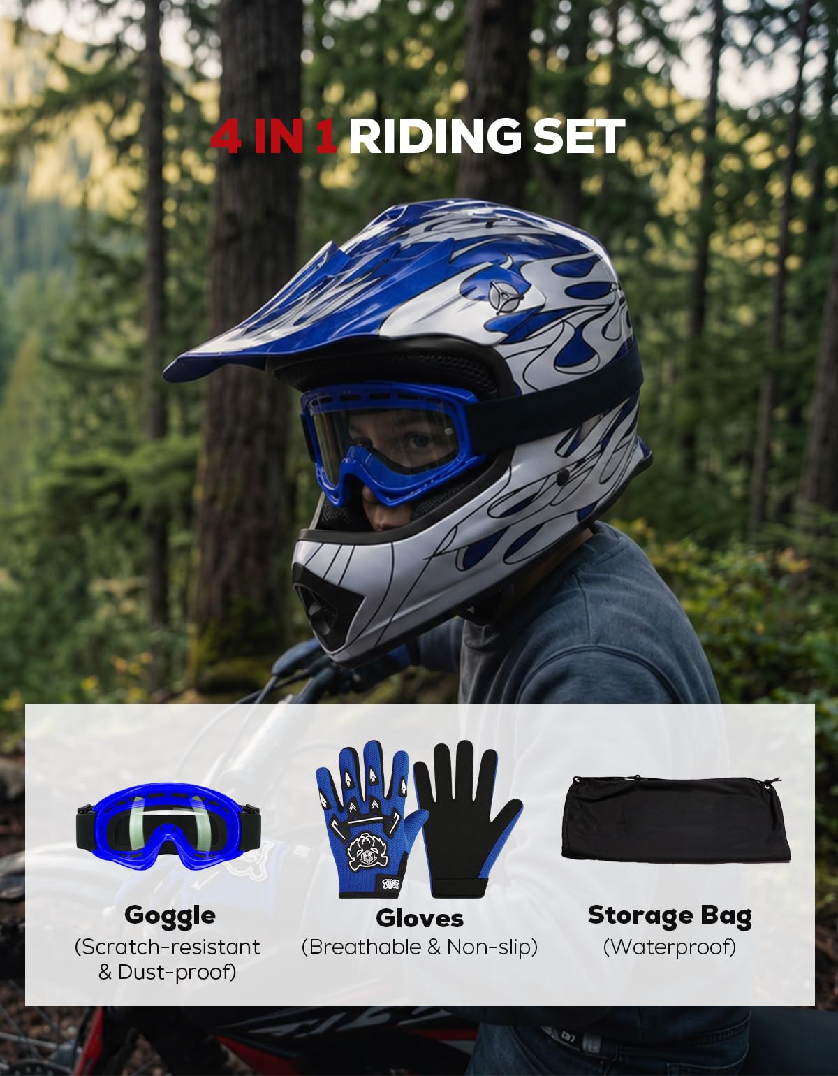 Youth DOT Approved Full Face Motocross Helmet D3856