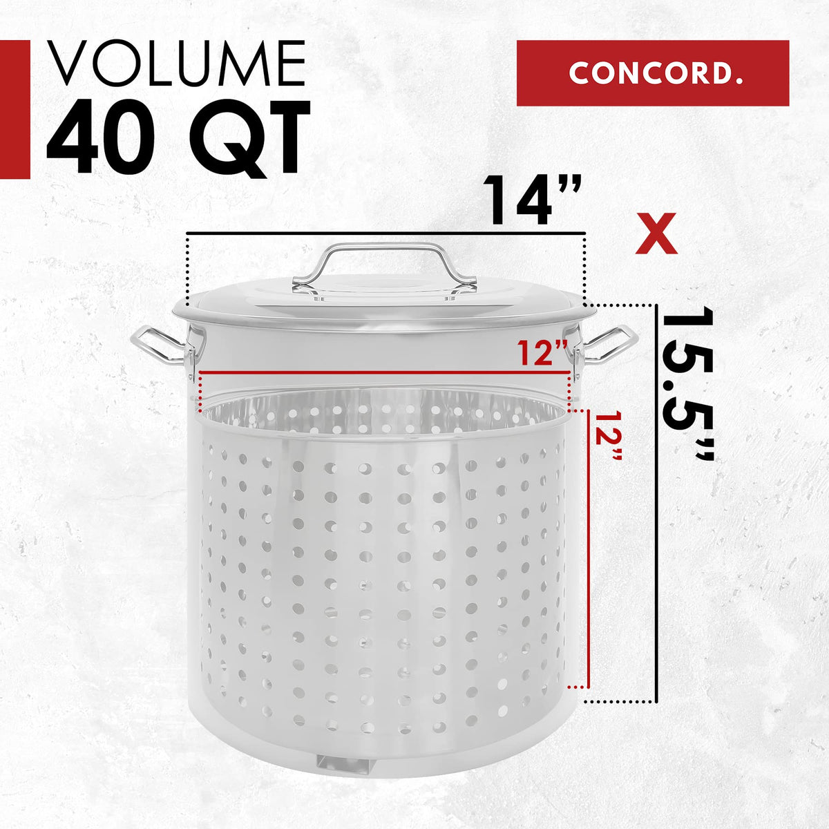 Stainless Steel Stock Pot with Steamer Basket 40 Quart Z904