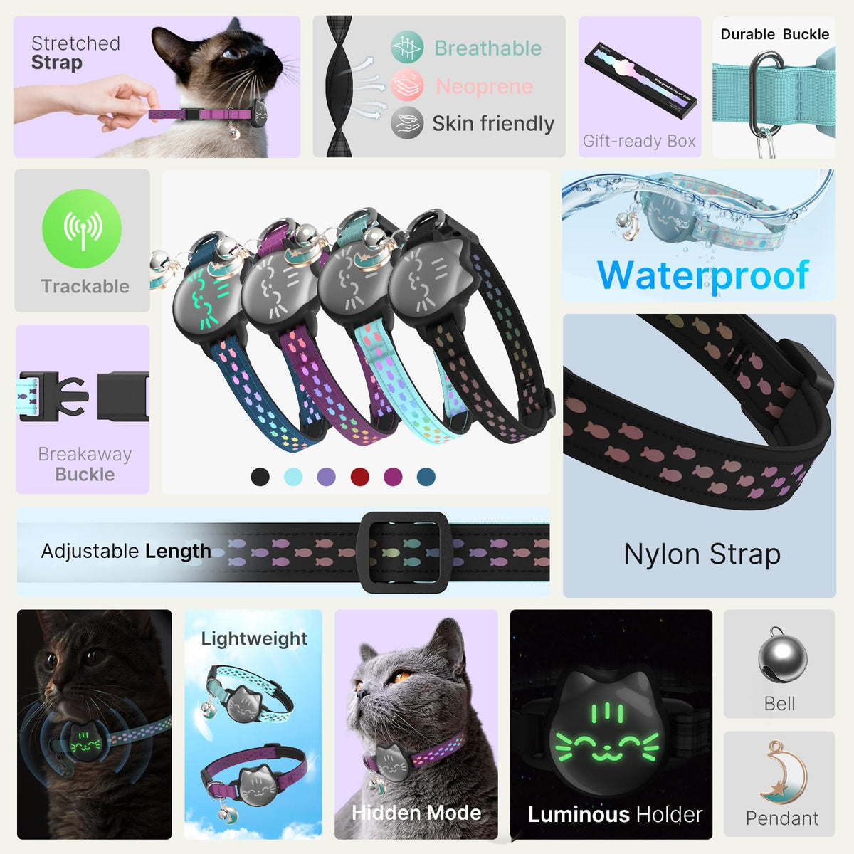 Reflective Breakaway Cat Collar with Bell F923961