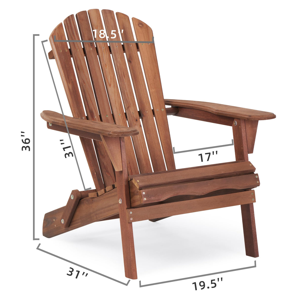 Folding Adirondack Chairs Set of 2 Solid Cedar Wood T15034