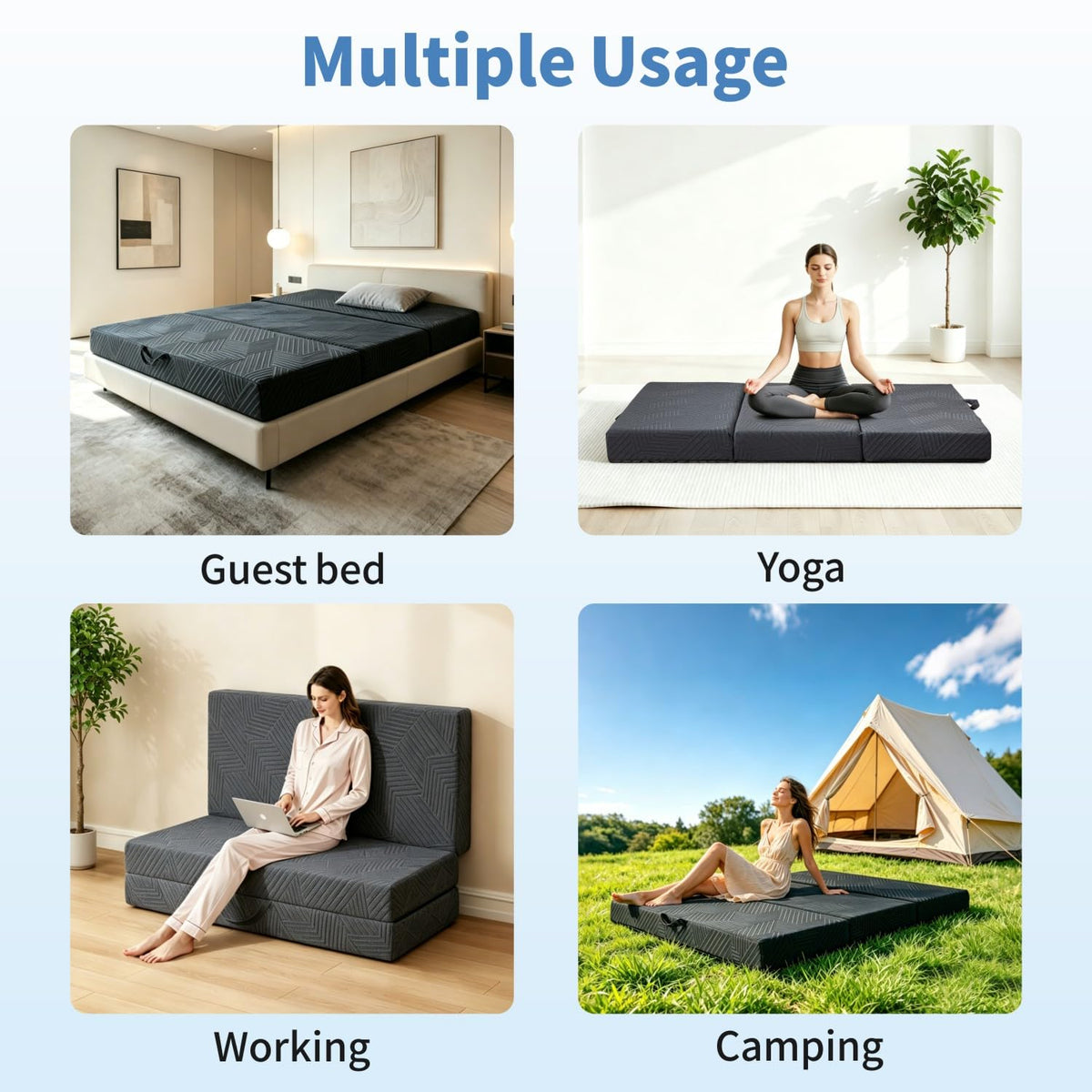 6 Inch Foldable Memory Foam Mattress Queen Size T15529