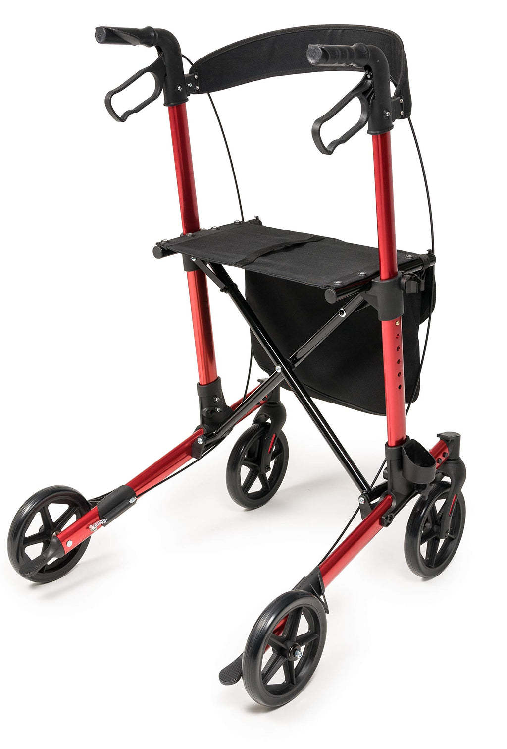 Tall Rollator Walker with Seat 8” Wheels Apple Red B94478