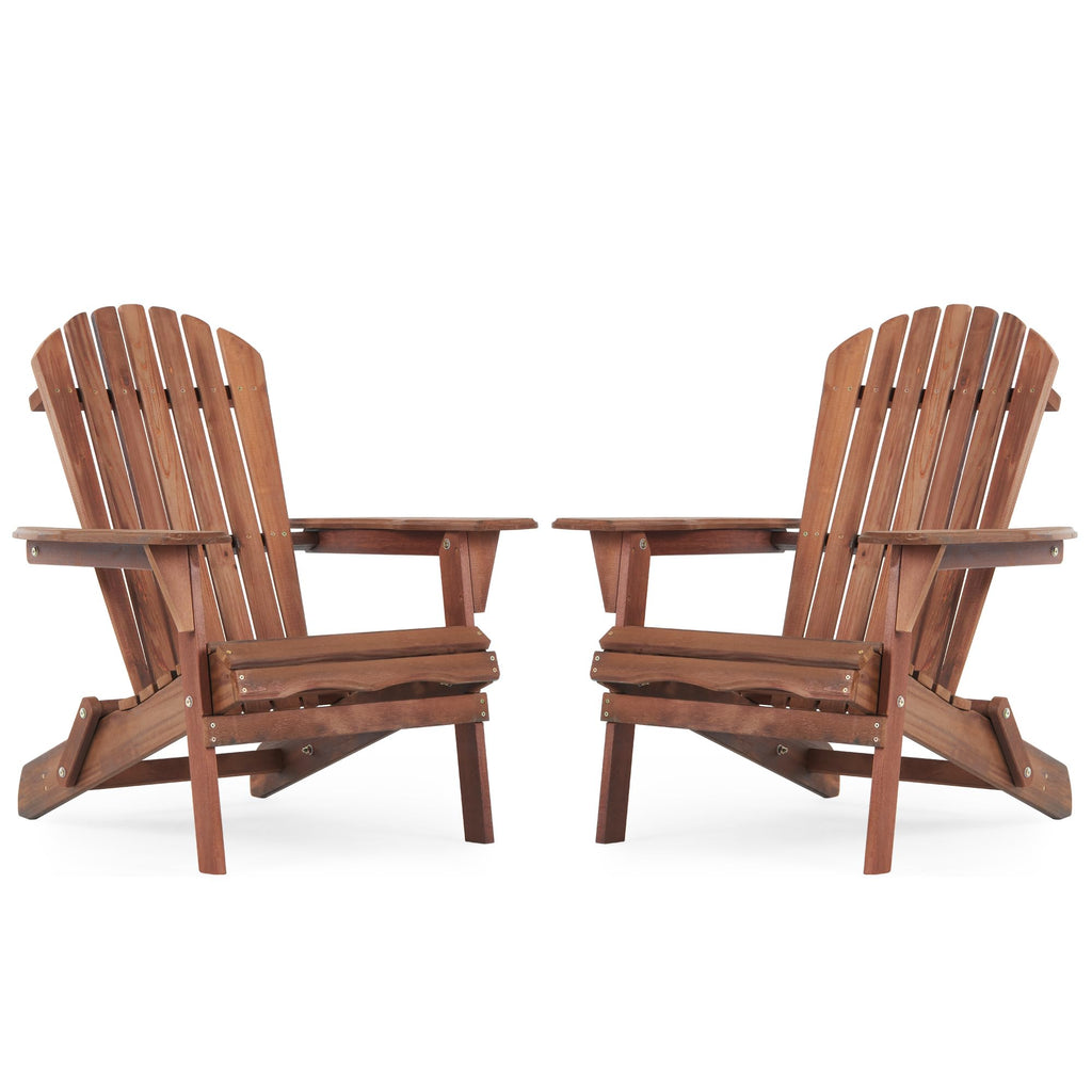 Folding Adirondack Chairs Set of 2 Solid Cedar Wood T15034