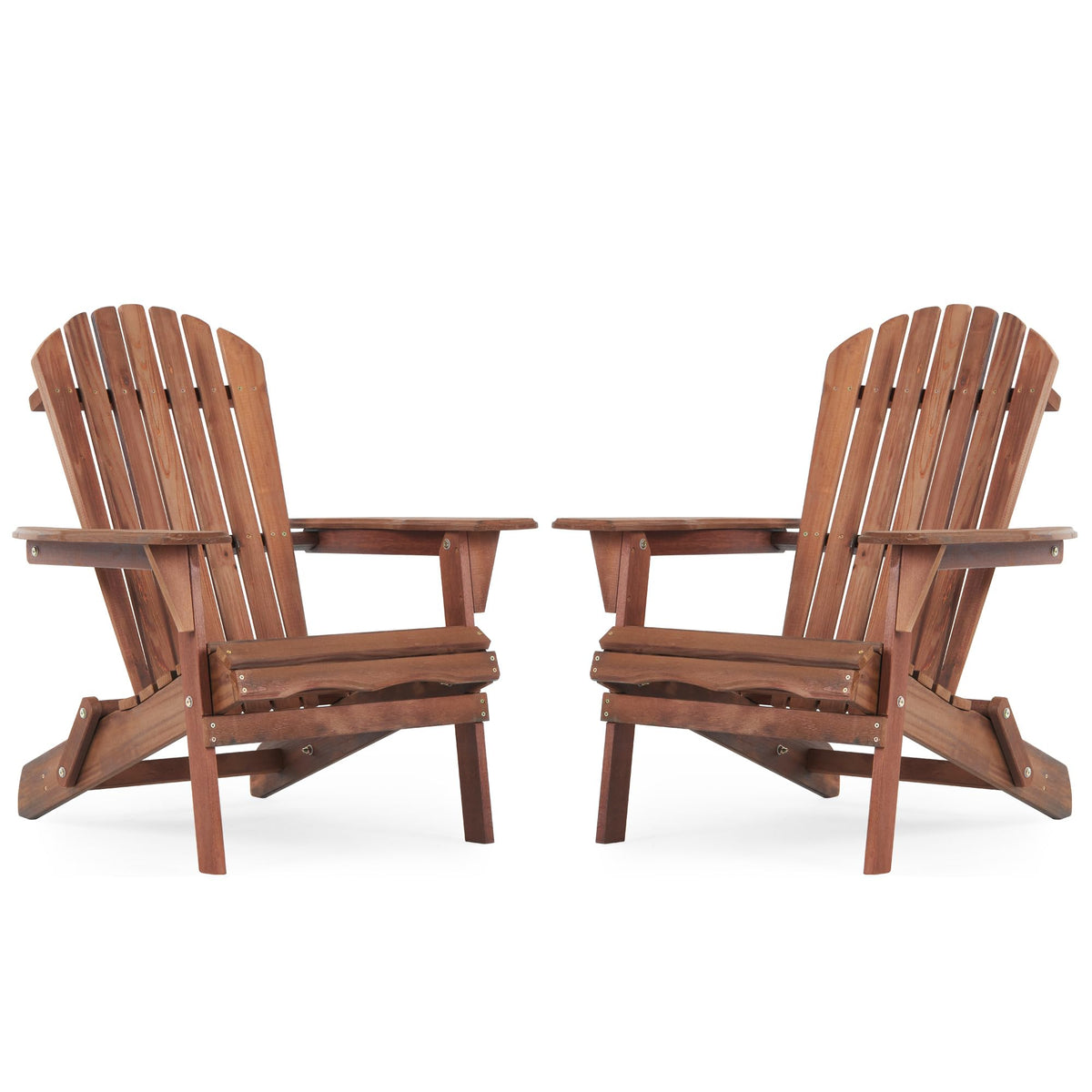 Folding Adirondack Chairs Set of 2 Solid Cedar Wood T15034