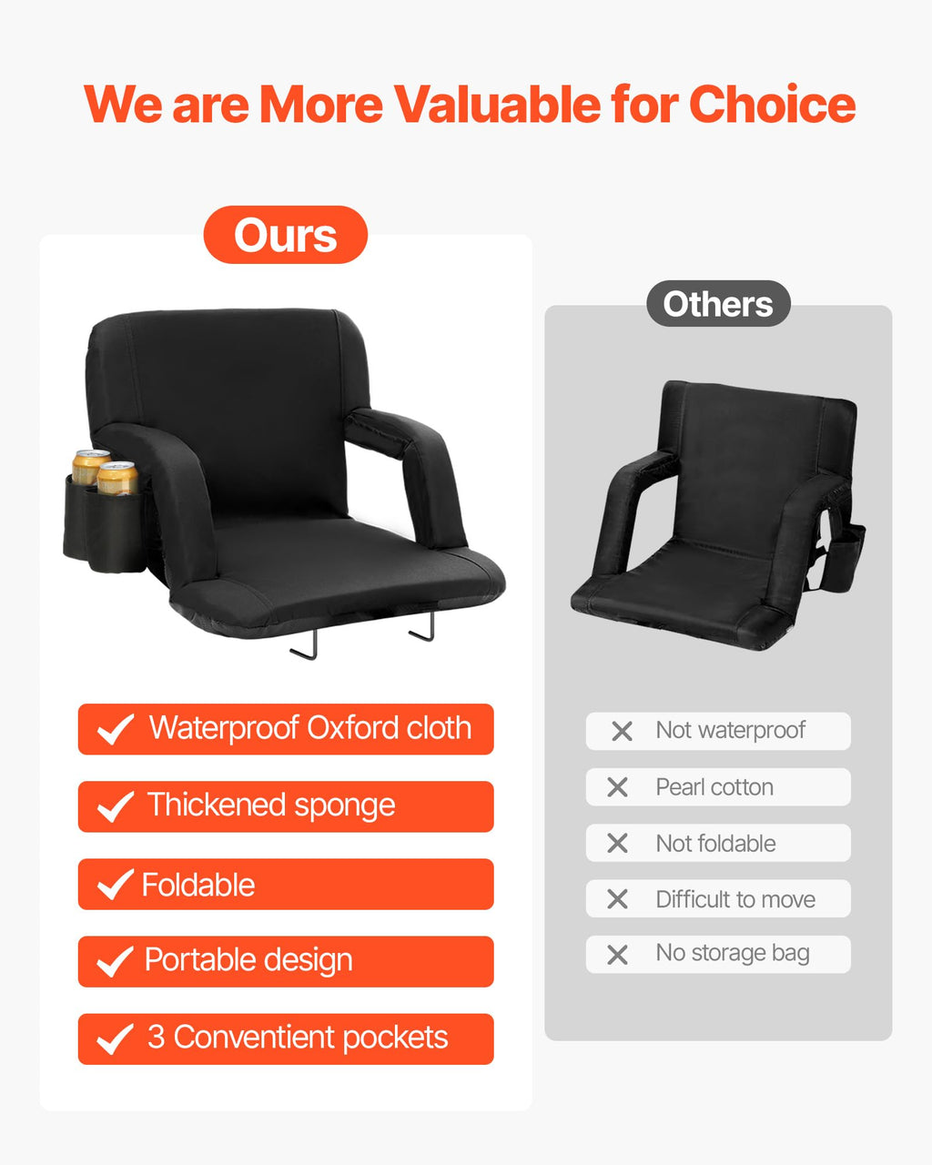Folding Padded Stadium Seat with Cupholder K69183