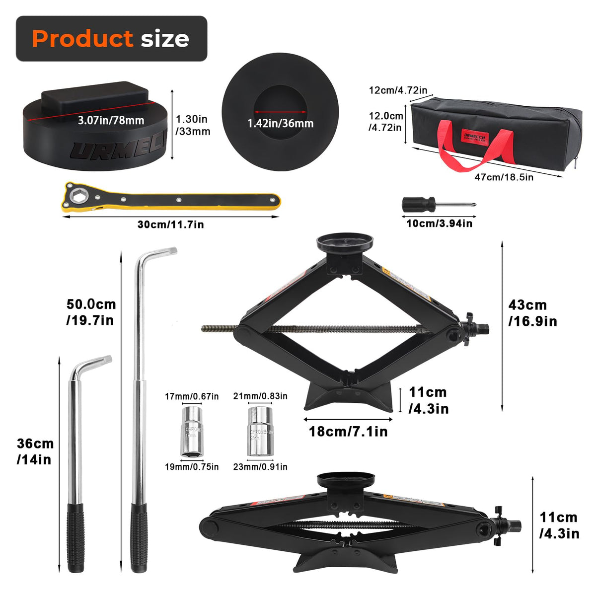 3-Ton Scissor Jack Kit with Rubber Jack Pads V44884