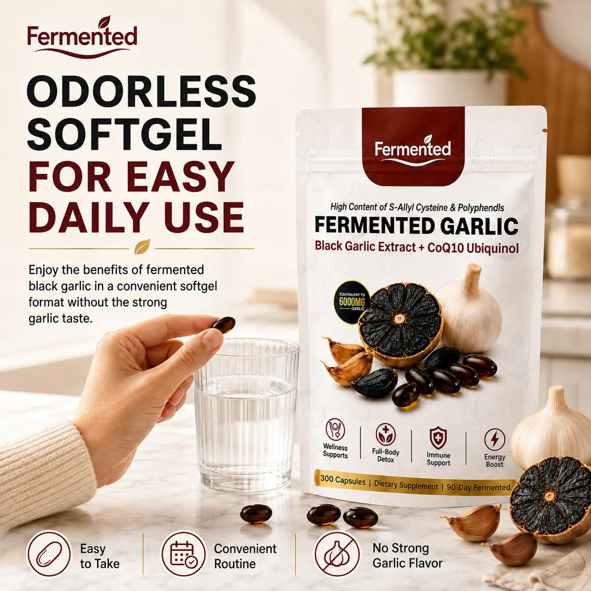 Black Garlic Coq10 Ubiquinol Softgels F93490