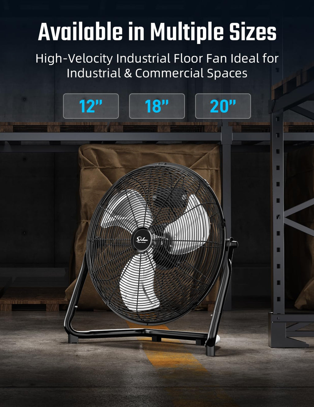 18 Inch 3-Speed High Velocity Metal Industrial Floor Fans Black 2 Pack P22321