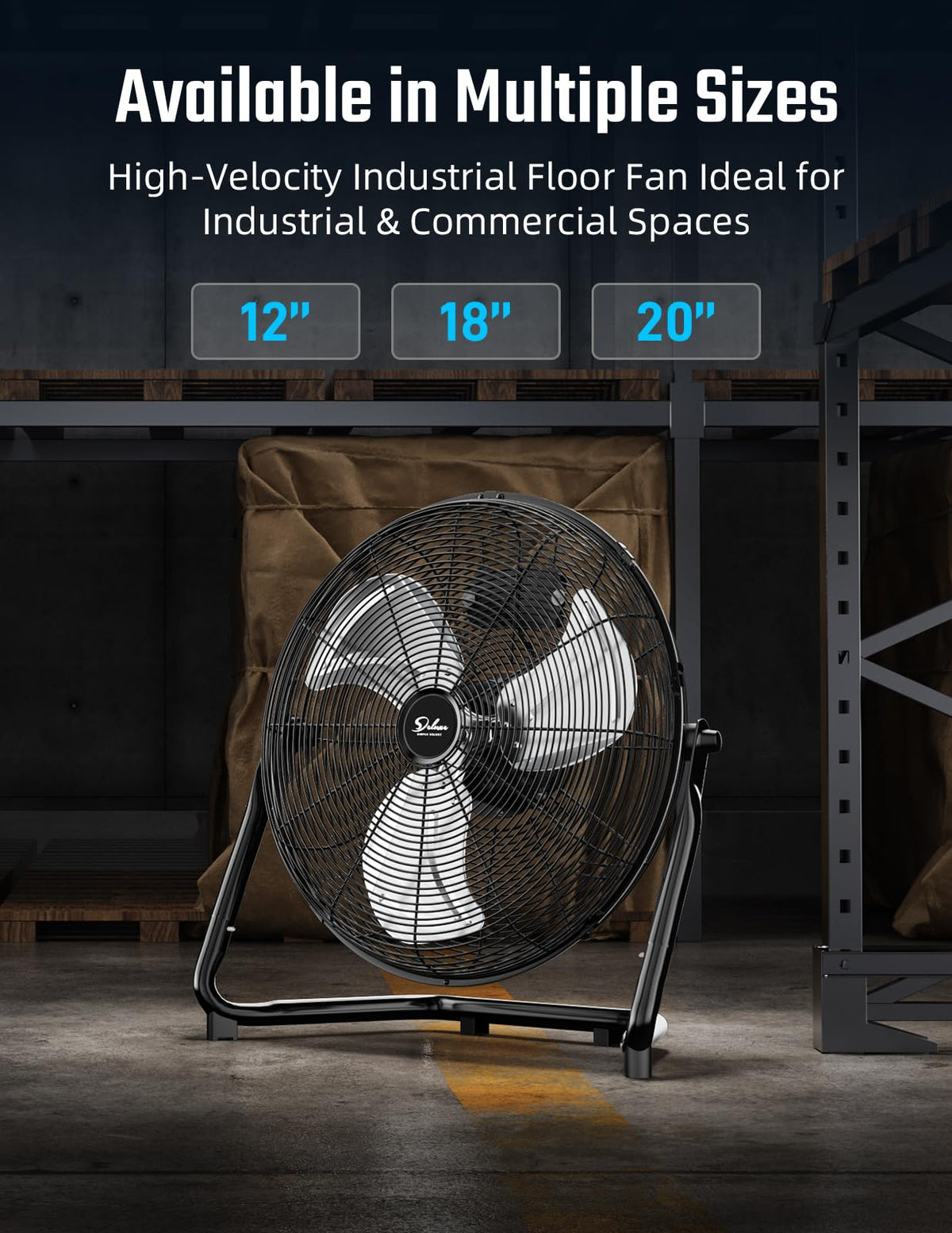 18 Inch 3-Speed High Velocity Metal Industrial Floor Fans Black 2 Pack P22321