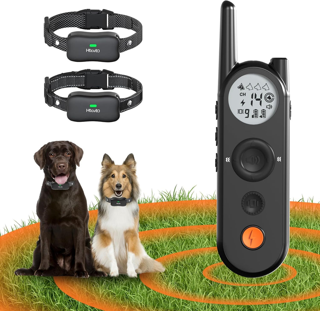 Wireless Dog Fence & Training Collar for 2 Dogs, IPX7 Waterproof, Black H8428