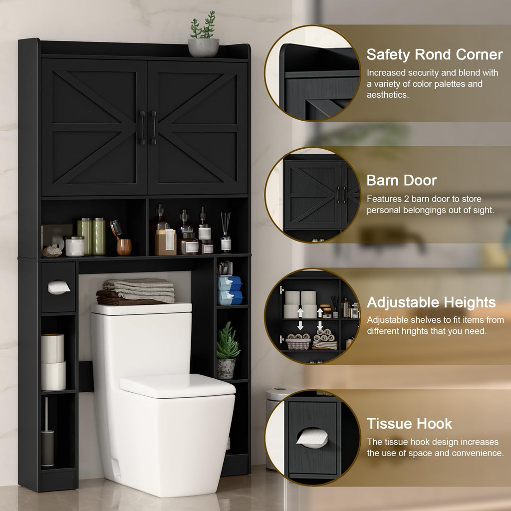 Over The Toilet Storage Cabinet with Barn Doors D203046