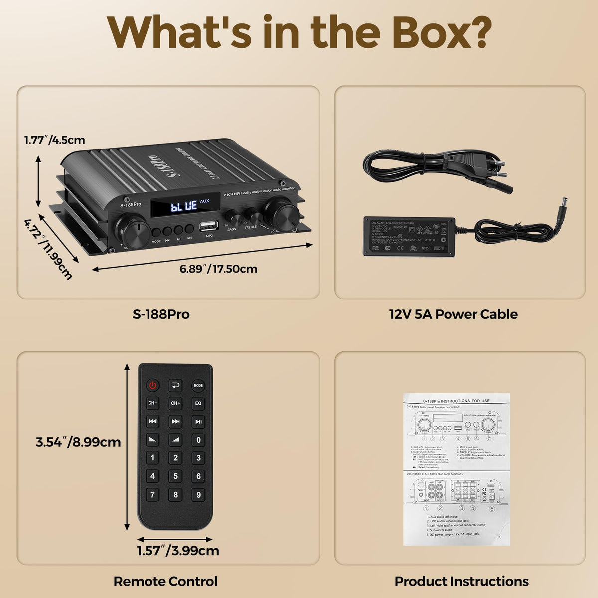 2.1 Channel Stereo Audio Amplifier Bluetooth 5.0 with Remote U978