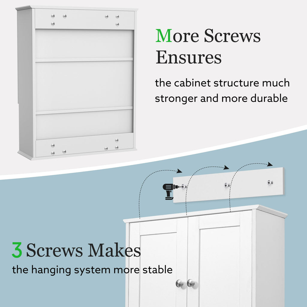White 20x28 Inch Wall Mounted Bathroom Cabinet with Adjustable Shelf Z31068