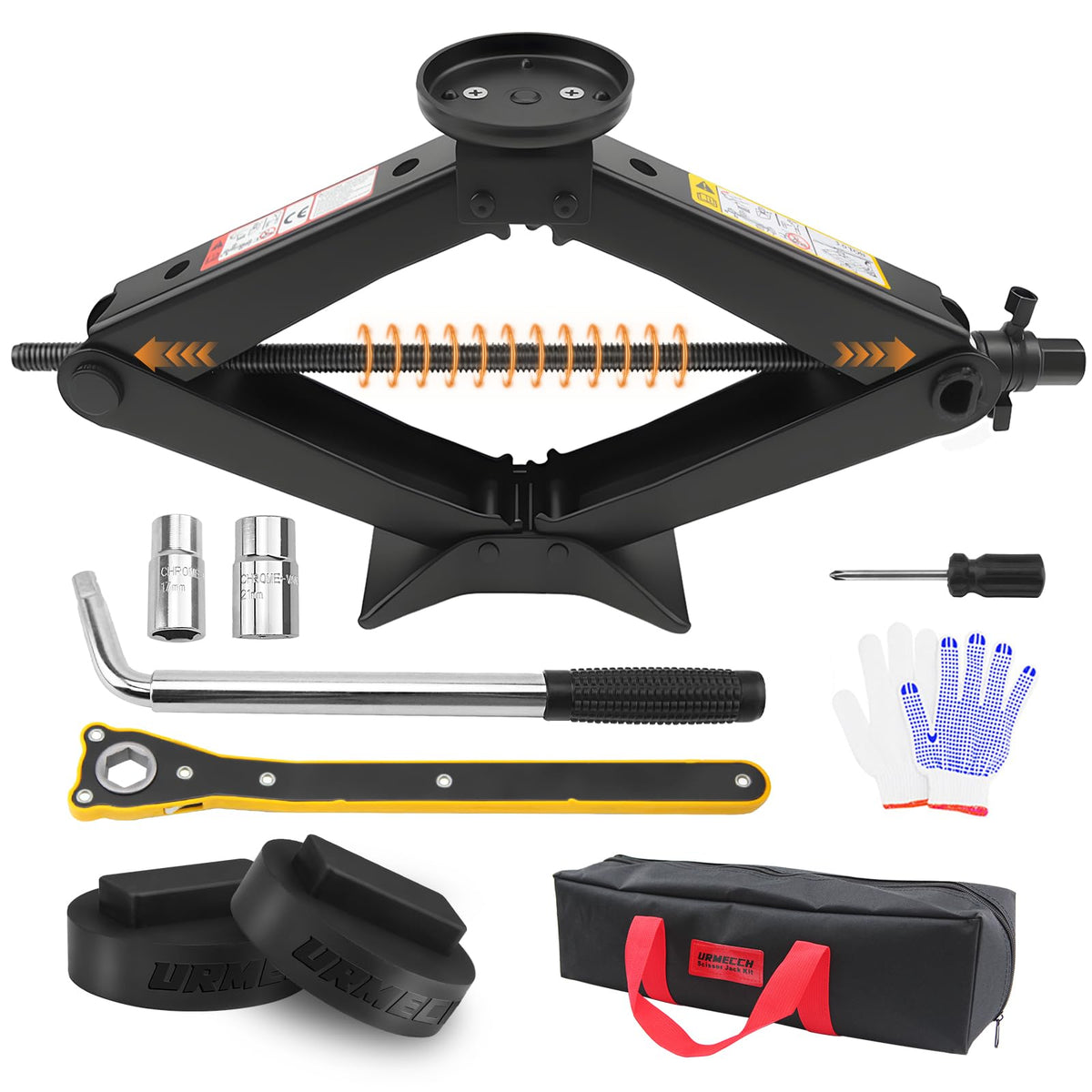 3-Ton Scissor Jack Kit with Rubber Jack Pads V44884
