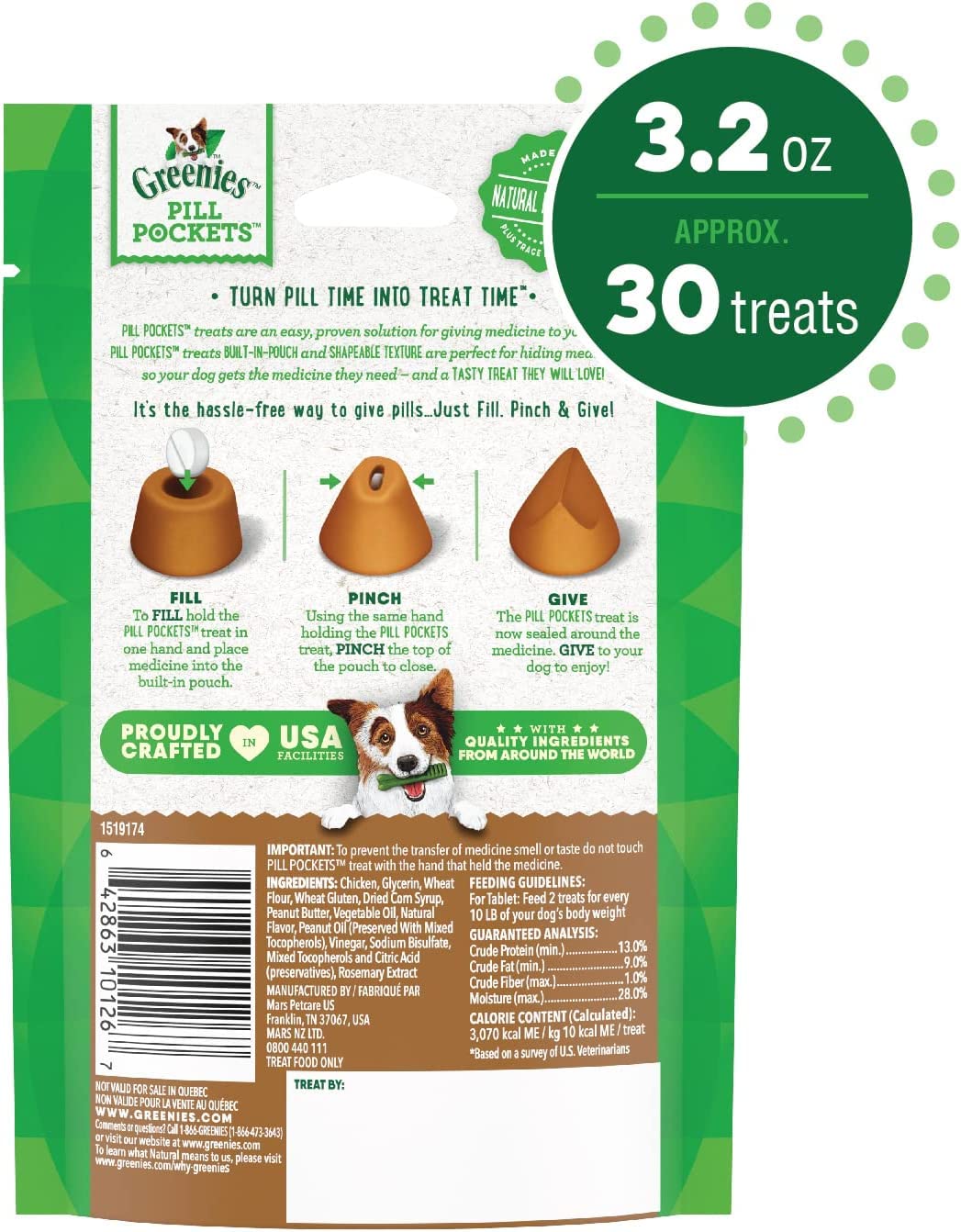 Real Peanut Butter Flavor Dog Treats 9.6 Ounces C61160