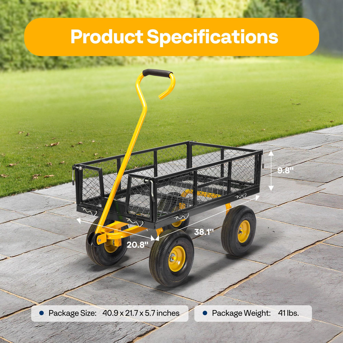 Heavy Duty 4.5 Cu Ft Mesh Steel Garden Cart J7735