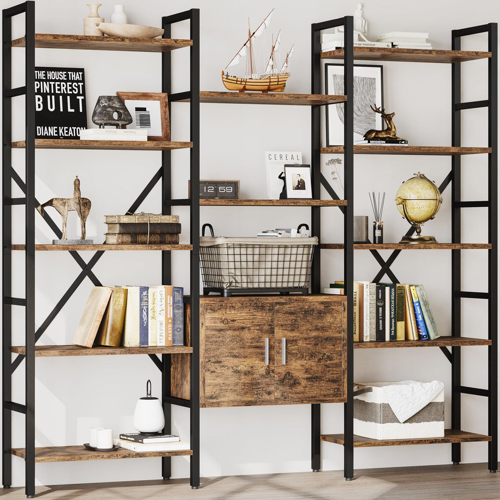 70 x 70" 5 Tier Bookcase with Storage Cabinet Rustic Brown R3981