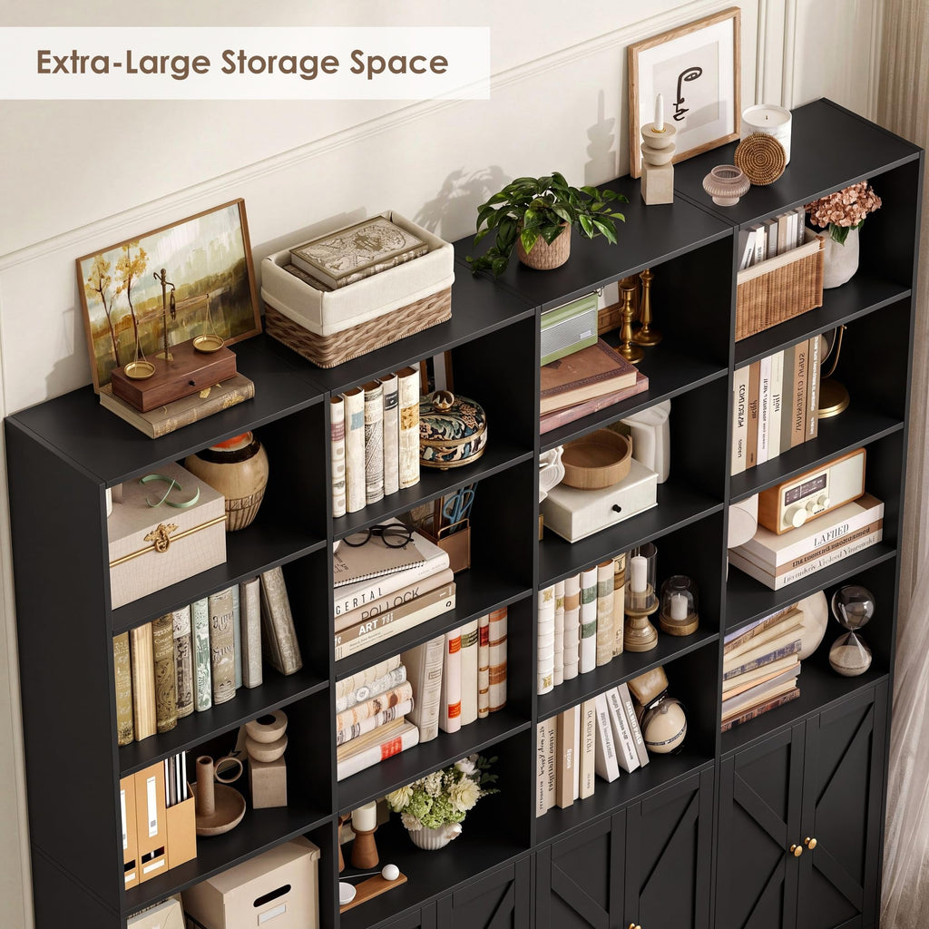 72.8" Black Bookshelf with 8 Doors T501881