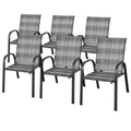 Stackable PE Wicker Patio Arm Chairs Set of 6 D268