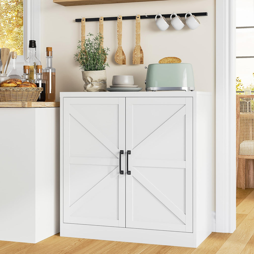White 36" Metal Storage Cabinet with Doors and 2 Adjustable Shelves Q44328