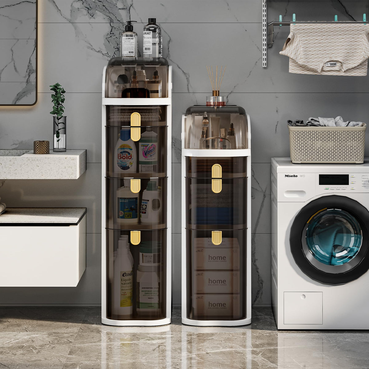 Slim Bathroom Storage Cabinet with Drawers S7895