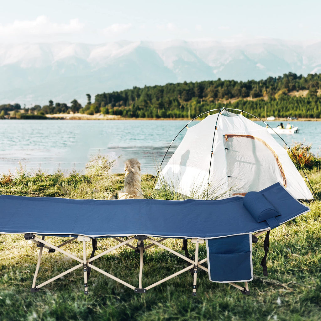 Folding Camping Cot with Carry Bag Pocket Pillow K99745