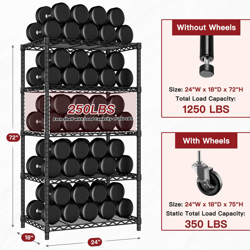 Wire Storage Rack with Wheels Metal Shelving B87396