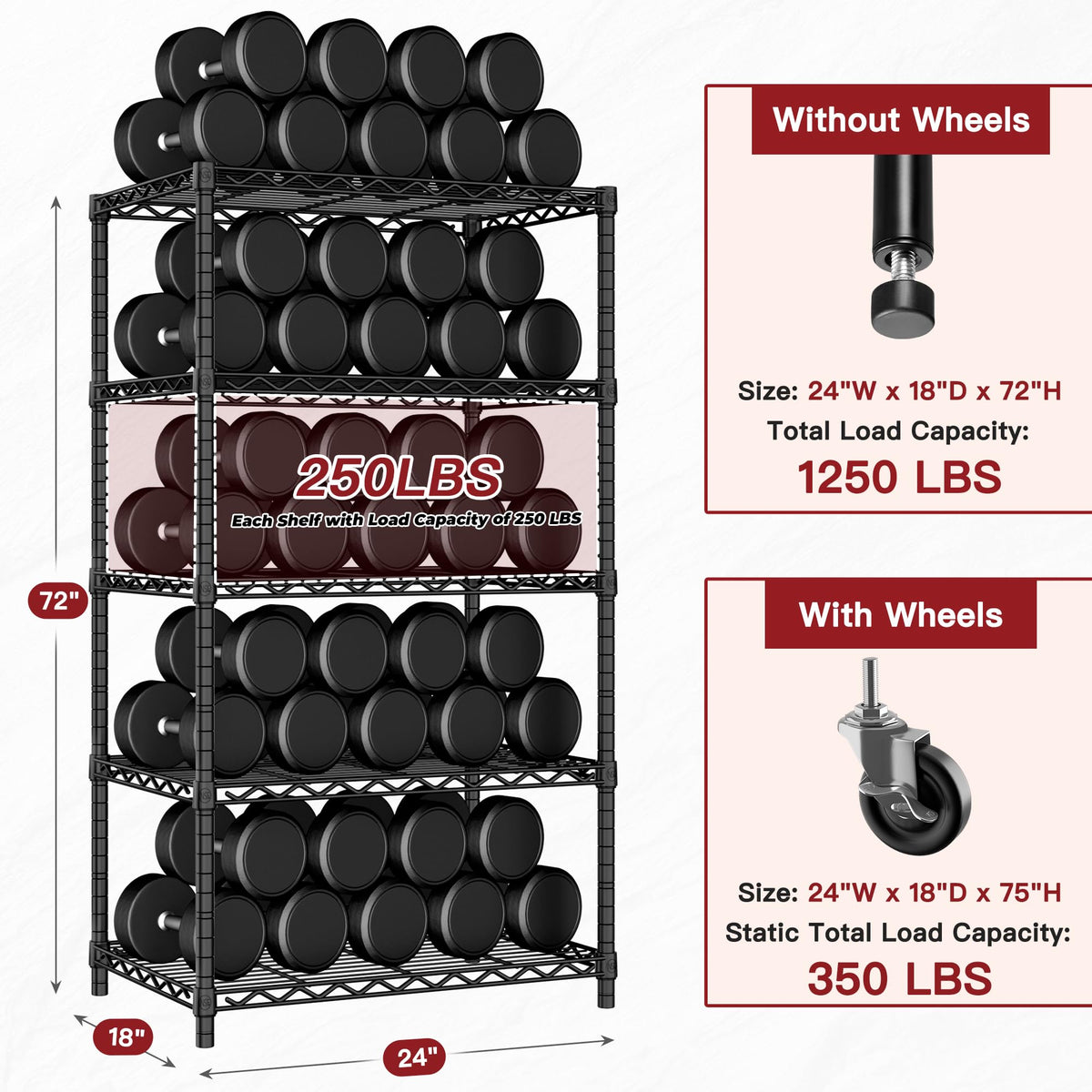 Wire Storage Rack with Wheels Metal Shelving B87396