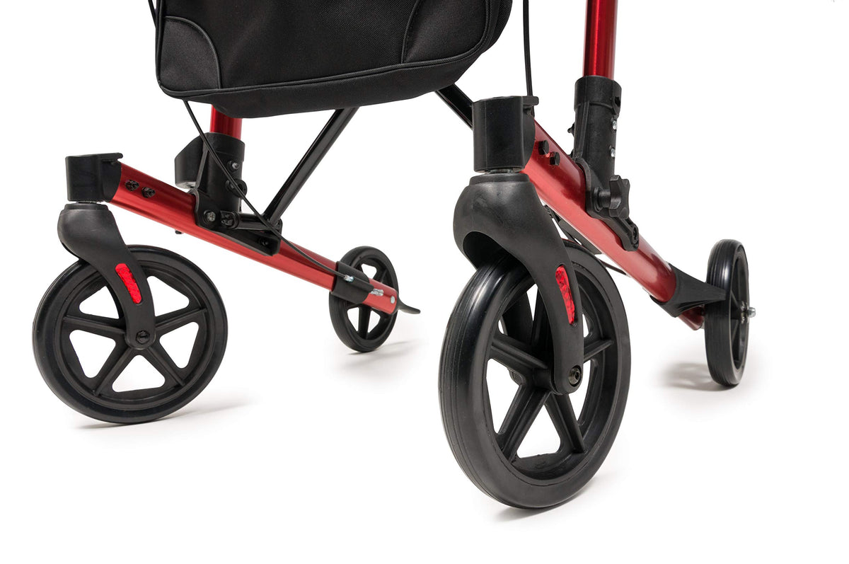 Tall Rollator Walker with Seat 8” Wheels Apple Red B94478