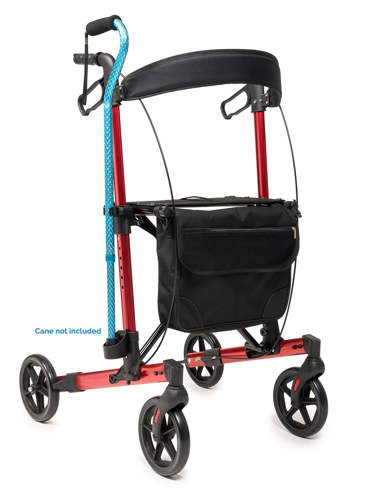 Tall Rollator Walker with Seat 8” Wheels Apple Red B94478