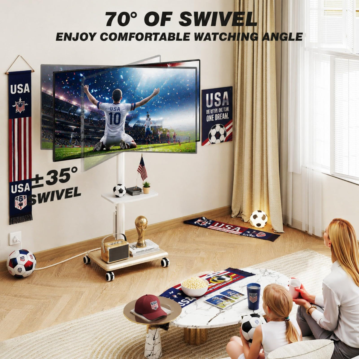 Rolling TV Stand with Power Outlet for 32-60 inch TVs A75819