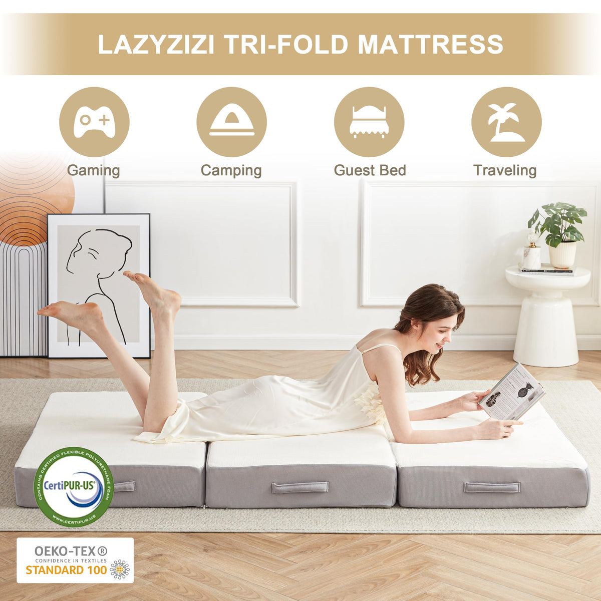 6 Inch Memory Foam Tri-fold Folding Mattress T295