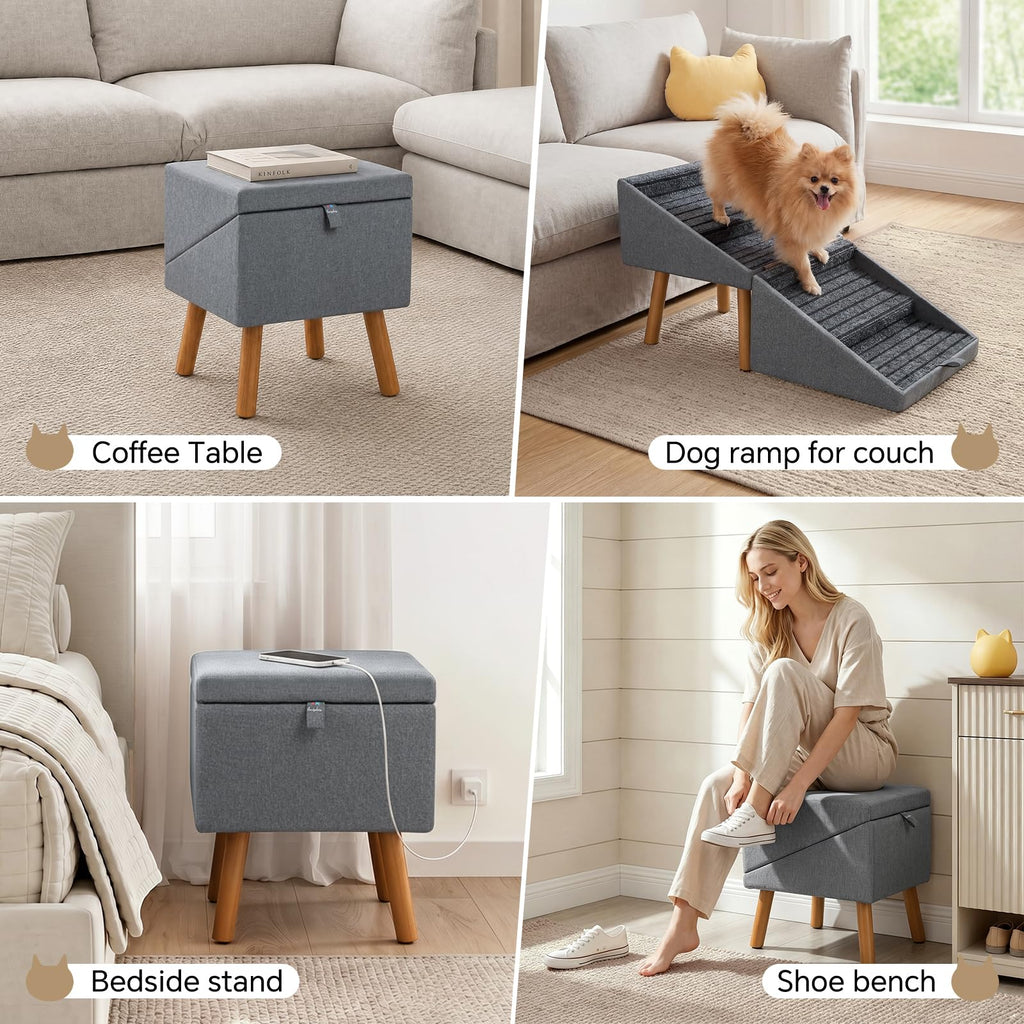 2-in-1 Wooden Pet Stairs & Ottoman D569