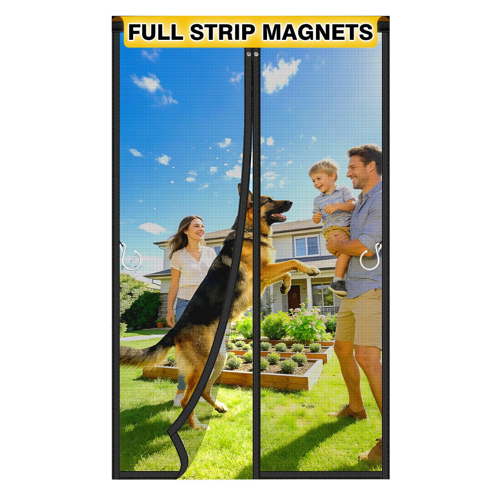Magnetic Screen Door Fiberglass Mesh 32 x 80 Inch Black H14347