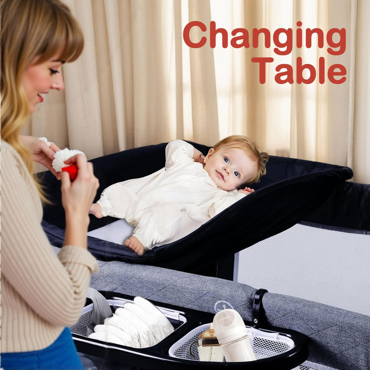4 in 1 Portable Playard Baby Bassinet P10941