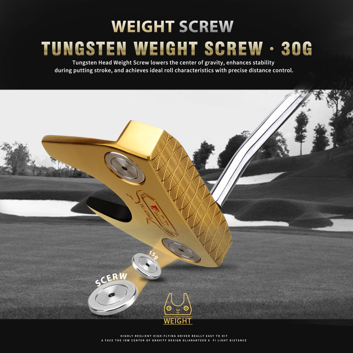 CNC-Milled Low-CG Golf Putter with Alignment Line & Oversized Grip H84396