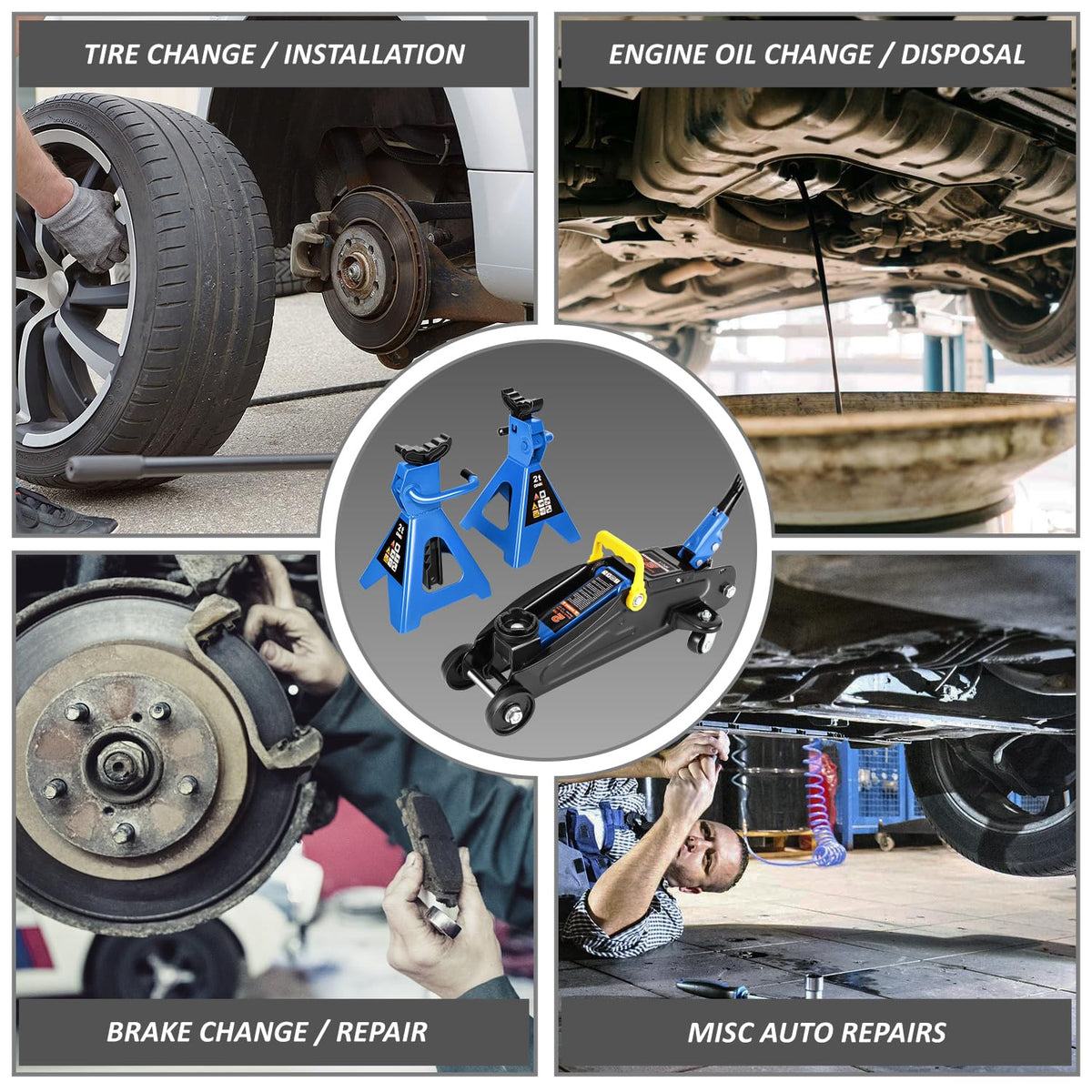 2 Ton Car Jack and Stands Kit Blue H9122
